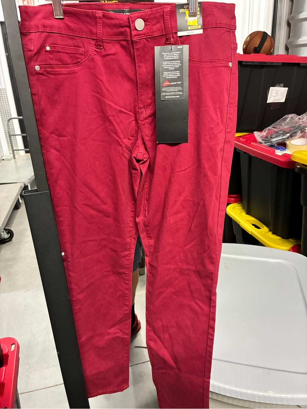 Jordache Men's Deep Red Stretch Slim Chinos